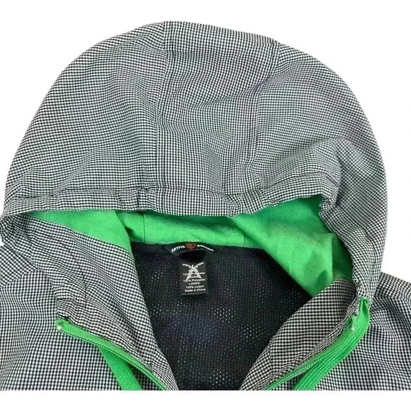 Artful Dodger Black White & Green Full Zip Jacket Windbreaker Size Large - Picture 12 of 13